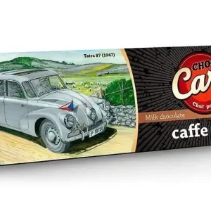 Mléčná čokoláda s příchutí Caffe latte, sušenkami a kávou z edice CARS (225 g) Cenový Hit