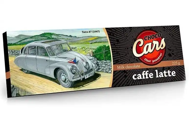 Mléčná čokoláda s příchutí Caffe latte, sušenkami a kávou z edice CARS (225 g) Cenový Hit