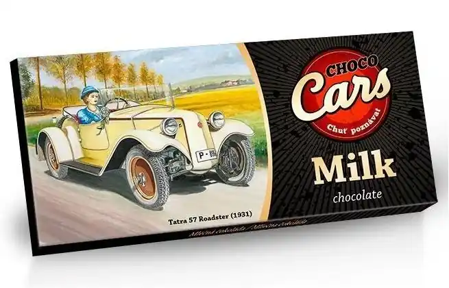 Rychlé Dodání Mléčná čokoláda s motivem vozu Tatra 57 Roadster z edice CARS (100 g)
