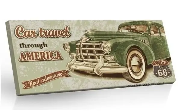 Mléčná čokoláda z retro edice CARS - Car travel through America (100 g) Omezená Nabídka