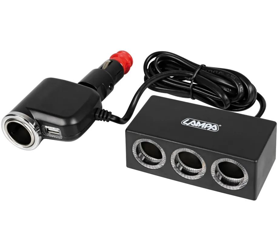 Rozbočovač do auta LAMPA DUO 4+1 s USB 1200 mA, 12/24V Jen Po Omezenou Doba