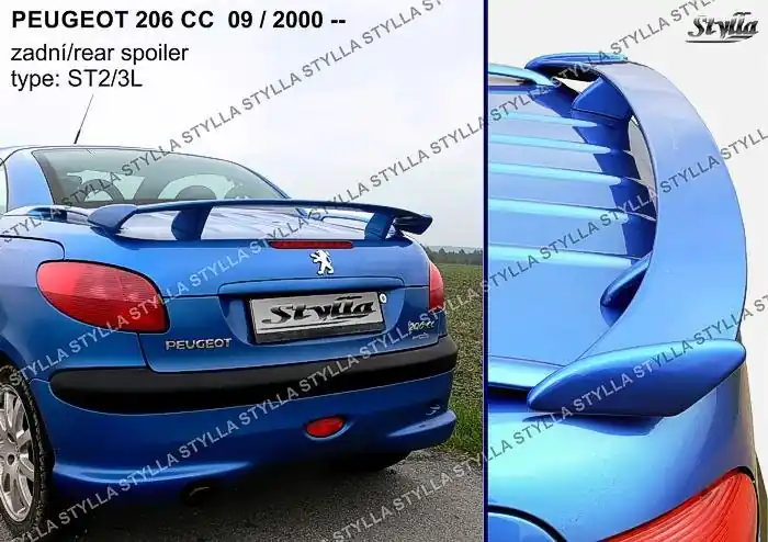 Rychlé Dodání Zadní spoiler kufru Peugeot 206 CC - Coupe / Cabrio (2000 - 2007) - Stylla ST2/3L