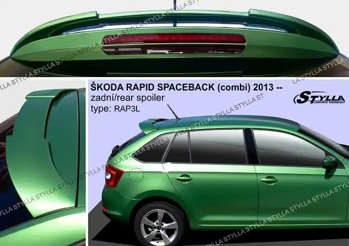 Expresní Doručení Střešní spoiler - stříška Škoda Rapid Spaceback (2013 - 2019) - Stylla RAP3L