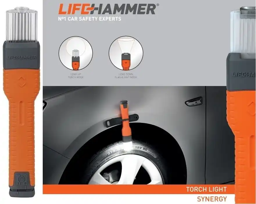 Expresní Doručení Bezpečnostní moderní LED svítilna do auta LifeHammer SAFETY TORCH OPTI-ON