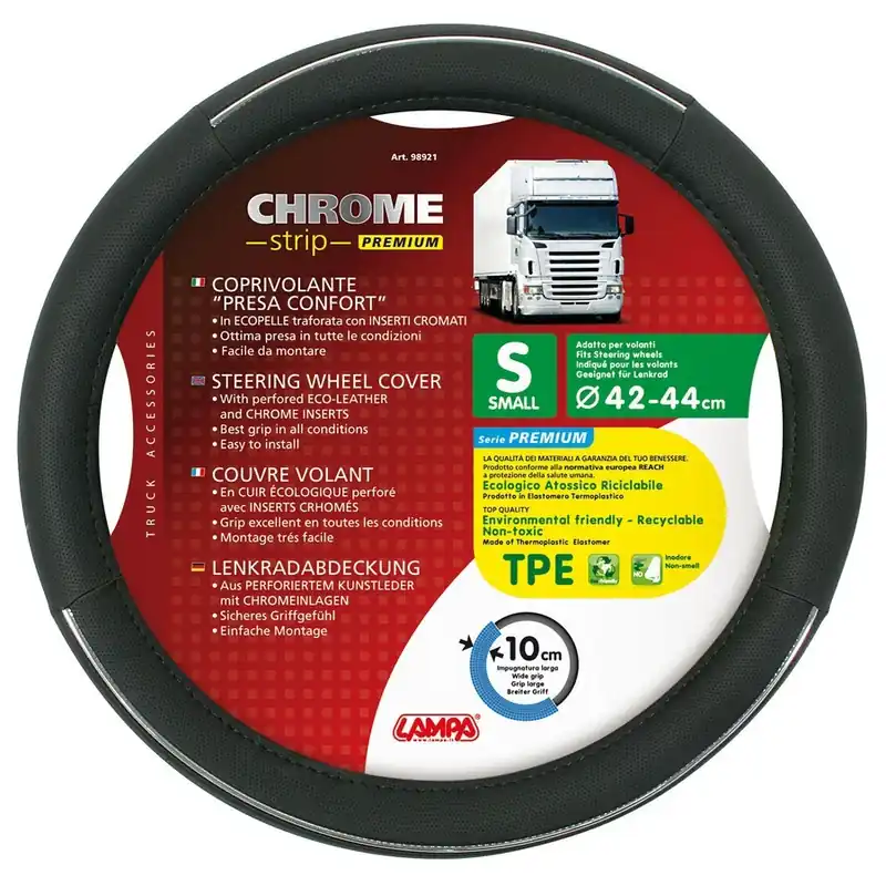 Potah volantu 42 - 44 cm pro kamion LAMPA CROME STRIP TIR S Cenově Výhodný