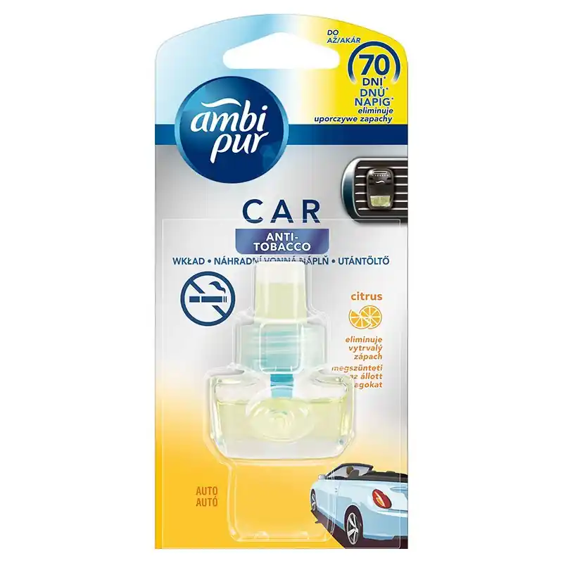Cenový Hit Náhradní náplň vůní Ambi Pur Car, vůně Anti Tobacco Citrus, 7 ml