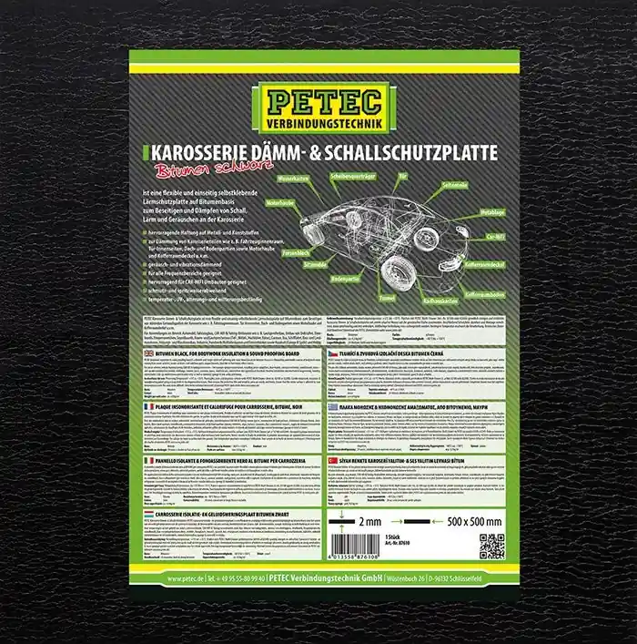 Tlumící zvuková a izolační deska BITUMEN 50 x 50 cm PETEC Nízká Cena
