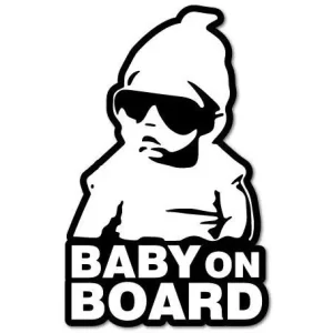 Značkový Samolepka dítě v autě BABY ON BOARD, bílá
