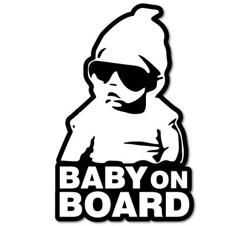 Značkový Samolepka dítě v autě BABY ON BOARD, bílá