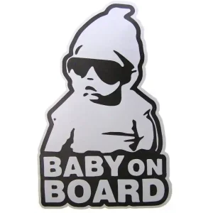 Autentický Samolepka dítě v autě BABY ON BOARD, stříbrná