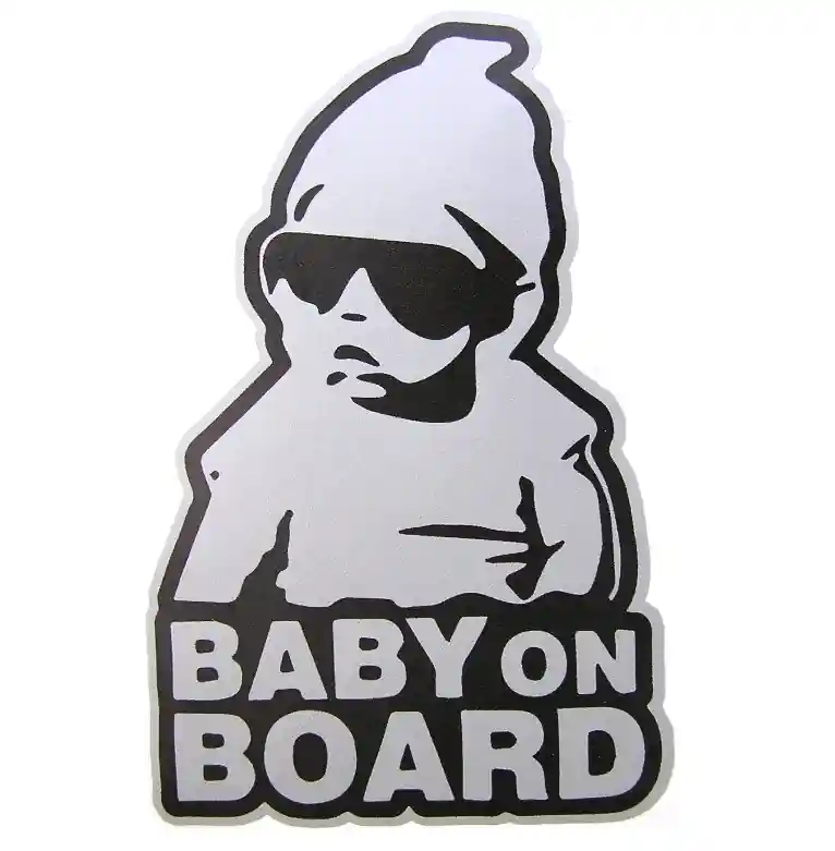 Autentický Samolepka dítě v autě BABY ON BOARD, stříbrná