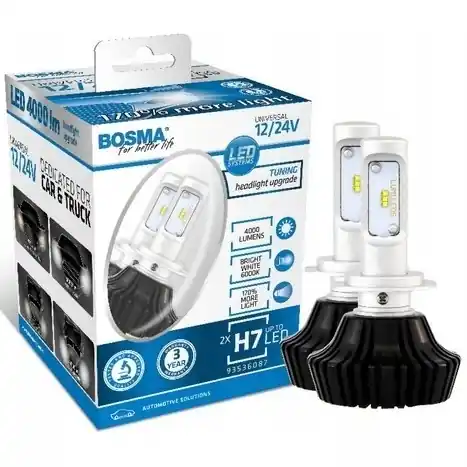 Originální LED žárovky H7 BOSMA 12/24 V +170 % jasnější světlo - 6000 K premium CANBUS
