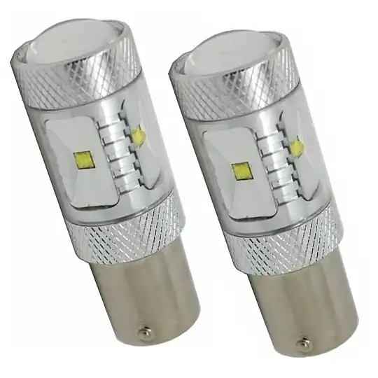 LED žárovky BA15S P21W, 6 SMD CREE LED XBD + rozptylová čočka, oranžové, 2 ks STUALARM Bezpečná Platba
