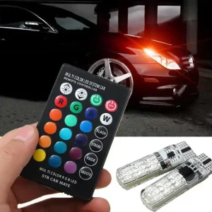 RGB LED žárovky W5W T10 s dálkovým ovládáním - 6 LED - široká škála barev osvitu Vysoce Kvalitní