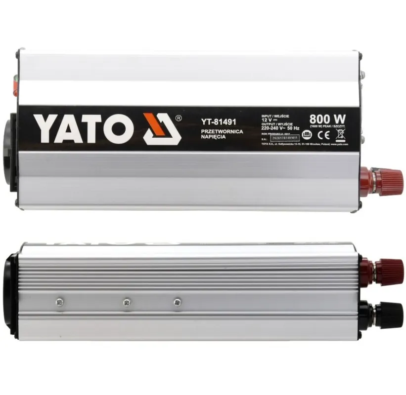 Měnič napětí z 12V > 230V, 800W 1600W + USB - YATO 81491 Vrácení Zdarma