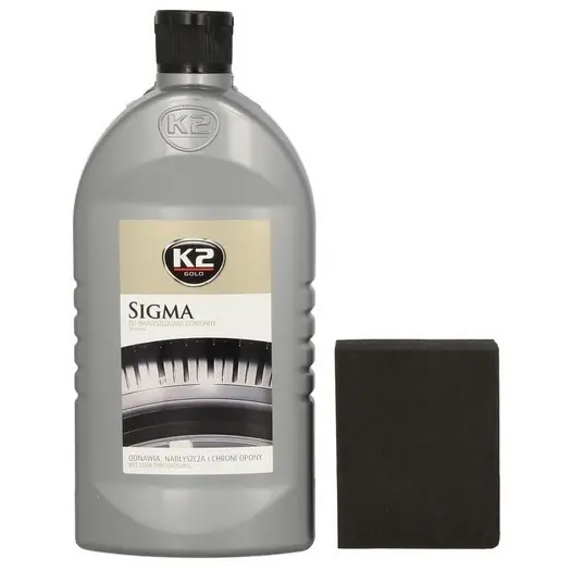 Ověřený Gel na pneumatiky K2 SIGMA pro vysoký lesk, 1000 ml + aplikační houbička