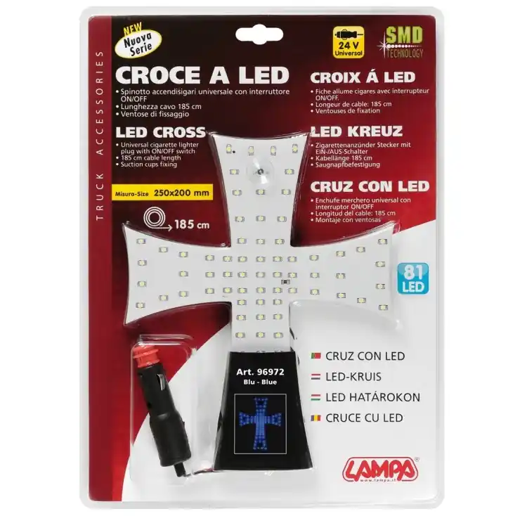 Svíticí kříž do auta TIR 24V LAMPA CROCE A LED, 81 LED Hit Sezóny