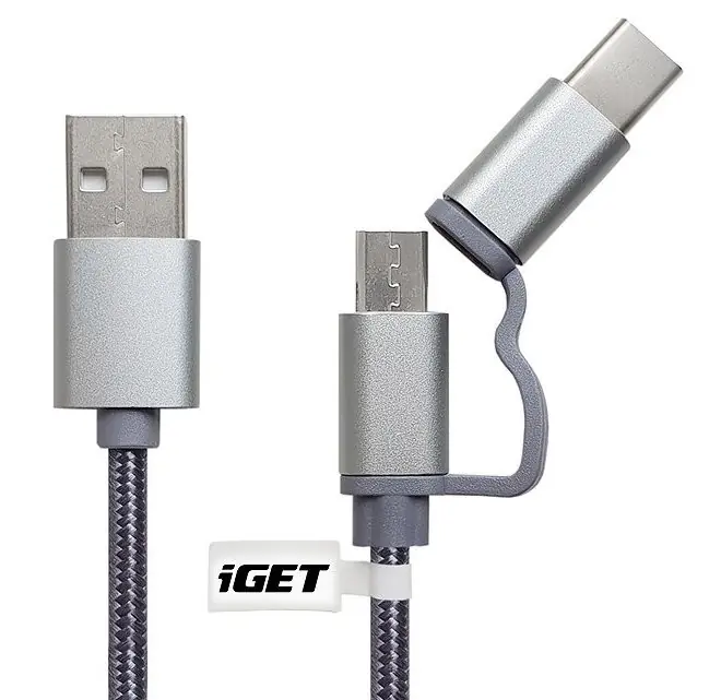 Odeslání Ihned Propojovací USB kabel s micro USB a USB-C konektorem - iGET