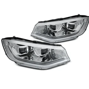 Přední světla VW Caddy 20- chrom TUBE LIGHT DRL SEQ Cenová Bomba