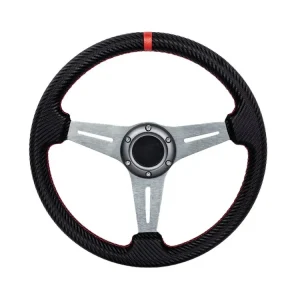 Značkový Sportovní volant Pro 350 mm offset 20 mm, karbon červený
