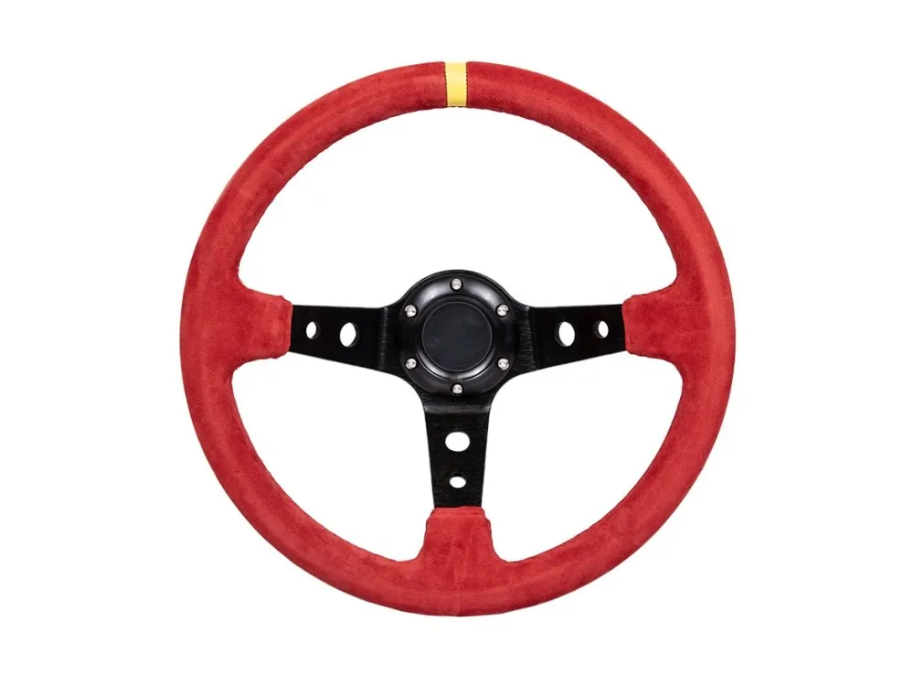 Sezónní Sleva Sportovní volant Pro 350 mm offset 80 mm, semiš červený