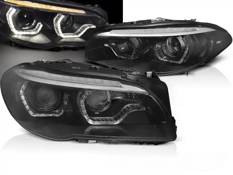 Dokud Zásoby Vydrží BMW F10/F11 10-13 - přední černá světla s LED 3D pro xenon a dynamickým blinkrem