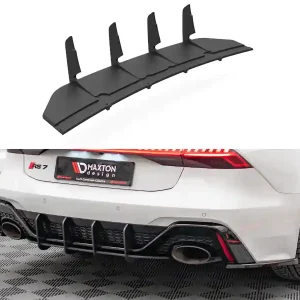 Víkendová Akce Audi RS7 C8 - difuzor zadního nárazníku - plast ABS bez povrchové úpravy, s červenou linkou, Maxton design