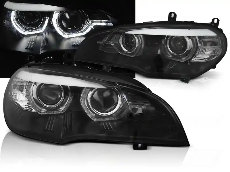Nízká Cena BMW X5 E70 07-13 - přední černá LED světla AFS ANGEL EYES a denním svícením pro xenon