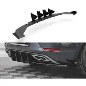 Nejprodávanější Seat Leon FR Mk4, vložka zadního nárazníku s křidélky, plast ABS bez povrchové úpravy, Maxton design