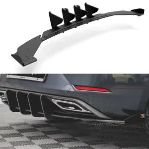 Seat Leon FR Mk4, vložka zadního nárazníku s křidélky, plast ABS bez povrchové úpravy, s černou a červenou linkou, Maxton design Sezónní Sleva