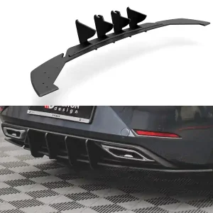 Rychlé Dodání Seat Leon FR Mk4, difuzor pod zadní nárazník, plast ABS bez povrchové úpravy, s černou a červenou linkou, Maxton design