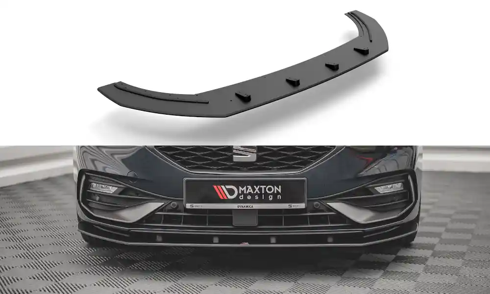 Seat Leon FR Mk4, spoiler pod přední nárazník, plast ABS bez povrchové úpravy, s červenou linkou, Maxton design Odeslání Ihned