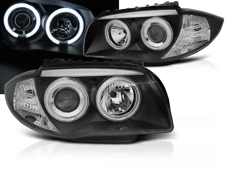 BMW 1 E87/E81/82/88 04-11 - přední černá světla s ANGEL EYES CCFL Objednat Nyní