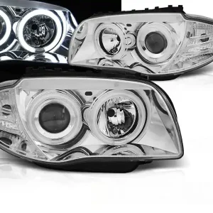 Aktuální BMW 1 E87/E81/82/88 04-11 - přední chrom světla s ANGEL EYES CCFL