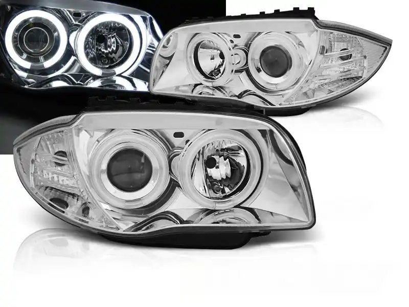 Aktuální BMW 1 E87/E81/82/88 04-11 - přední chrom světla s ANGEL EYES CCFL