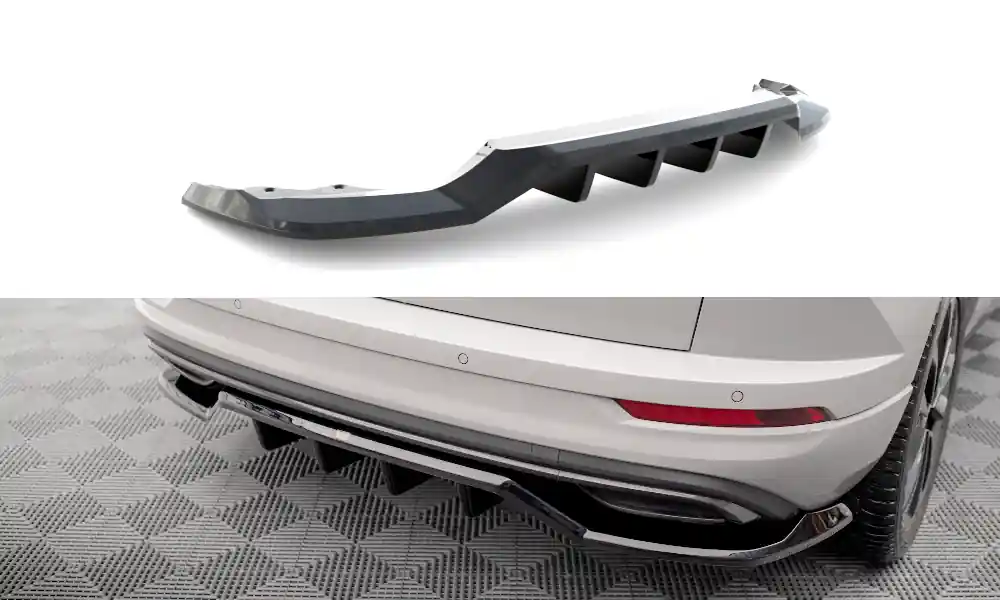 Horká Nabídka Škoda Karoq MK1 včetně Facelift Sportline, středový spoiler pod zadní nárazník s žebrováním, Maxton Design