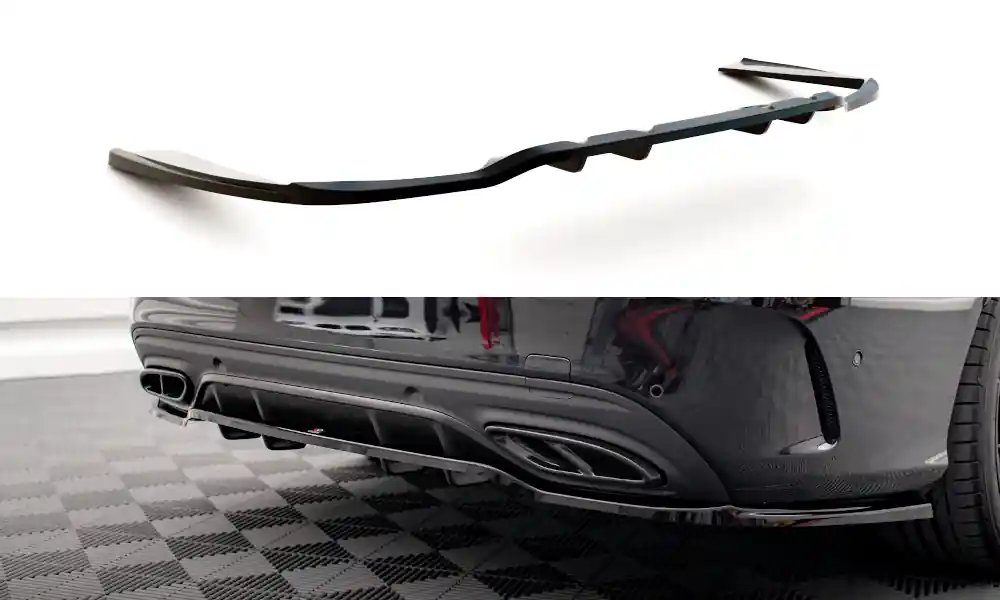 Aktuální Mercedes třída C W205 Facelift/AMG-Line/Sedan, středový spoiler pod zadní nárazník s žebrováním, Maxton Design