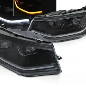 Expresní Doručení VW CADDY 20- - přední černá světla TUBE LIGHT s LED svícením