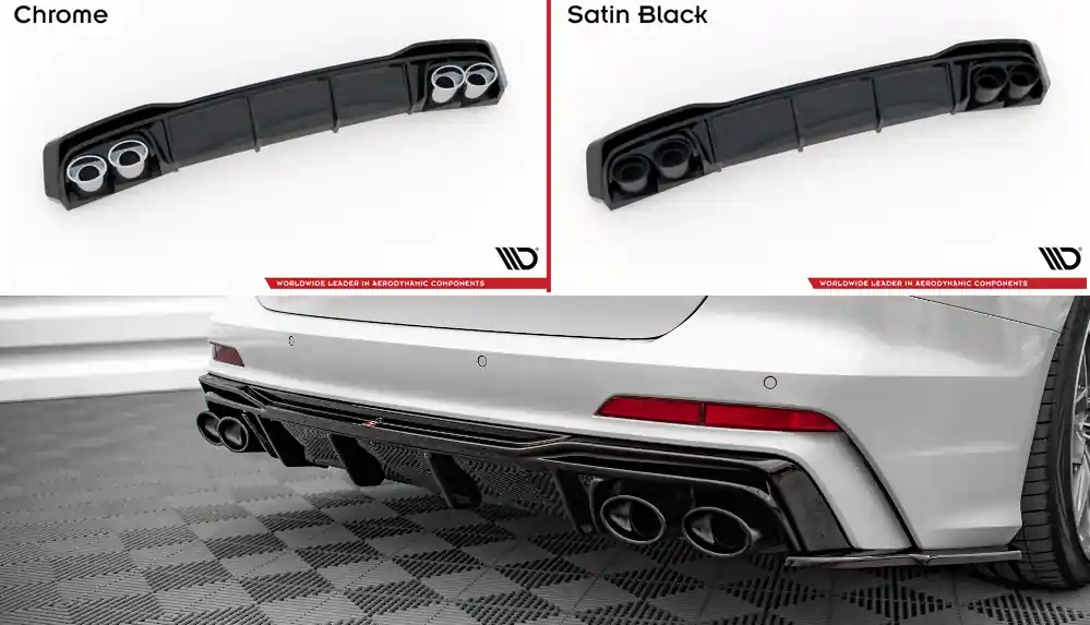 Audi A6 C8 S-Line / S6 C8, vložka zadního nárazníku s imitacemi koncovek výfuku, Maxton Design Sleva