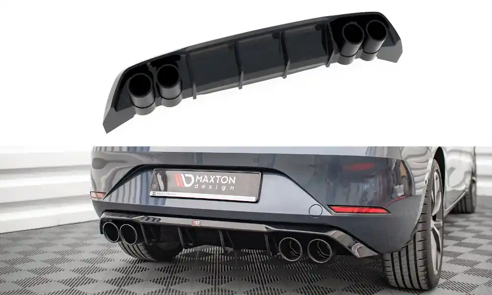 Seat Leon FR Mk4, vložka zadního nárazníku s imitacemi koncovek výfuku CHROM, Maxton Design Zlevněný