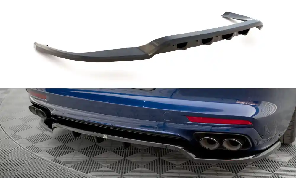 Super Cena Porsche Panamera 971 Facelift E-Hybrid, středový spoiler pod zadní nárazník s žebrováním, Maxton Design