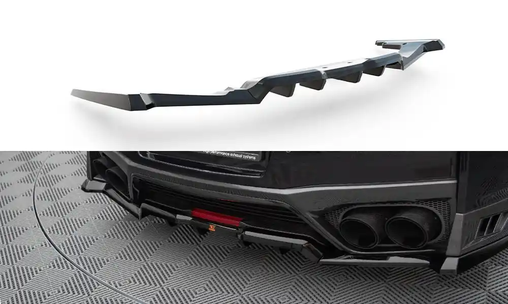 Nissan GT-R R35 Facelift, středový spoiler pod zadní nárazník s žebrováním, Maxton Design Nejlepší Volba