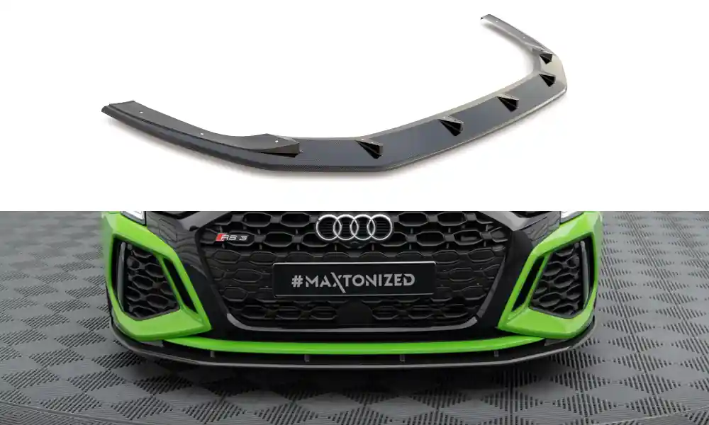 Audi RS3 8Y Sedan, karbonový spoiler pod přední nárazník, Maxton Design Super Cena