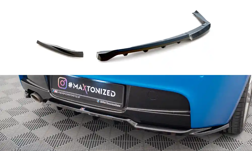 Víkendová Akce BMW řada 1 E87 Facelift M-Pack, středový spoiler pod zadní nárazník s žebrováním, Maxton Design