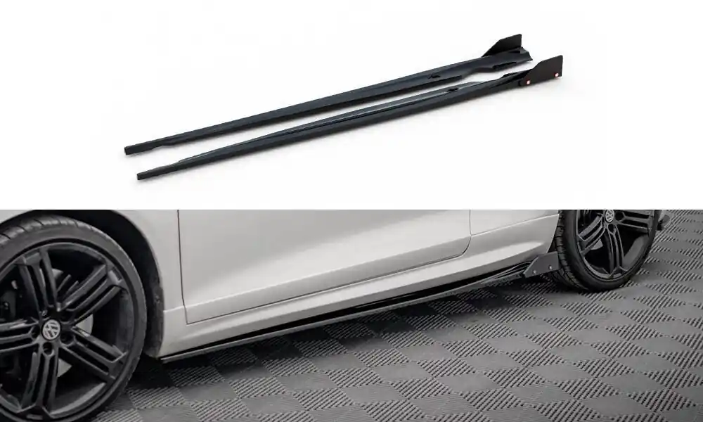 Levný Volkswagen Scirocco R Mk3, difuzory pod boční prahy s křidélky ver.2, Maxton design