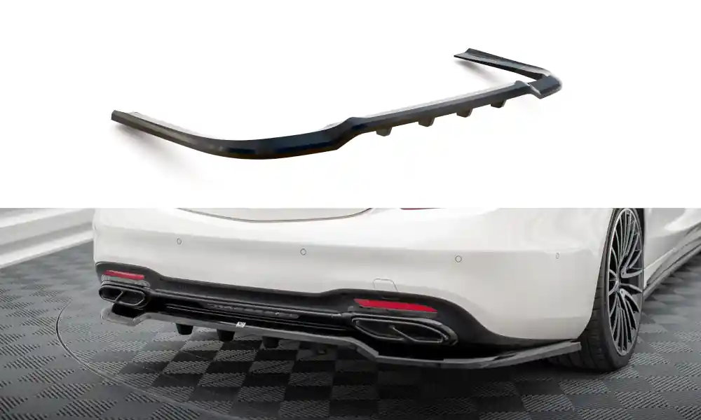 Mercedes třída S W222 AMG-Line Facelift, středový spoiler pod zadní nárazník s žebrováním, Maxton Design Finální Výprodej