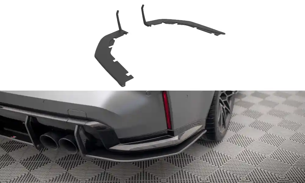 Nakupujte Hned BMW řada M3 G80, "Street Pro" boční difuzory pod zadní nárazník, plast ABS bez povrchové úpravy, s červenou linkou, Maxton design