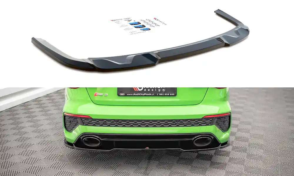 Audi RS3 8Y, středový spoiler zadního nárazníku, Sedan, Maxton design Vrácení Zdarma