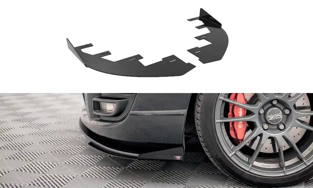 Mazda 3 Mk1 MPS, rohové spoilery pod přední nárazník, plast ABS bez povrchové úpravy, Maxton Design Zlevněný