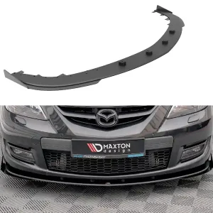 Mazda 3 Mk1 MPS, "Street Pro" spoiler pod přední nárazník s křidélky ver.1, plast ABS bez povrchové úpravy, s červenou linkou, Maxton Design Originální